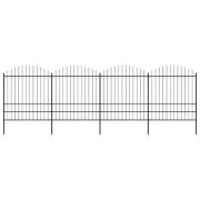 vidaXL Trädgårdsstaket med spjutspets stål 714,5x200 cm svart