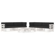 vidaXL Pallsoffgrupp med dynor 6 delar vit impregnerad furu