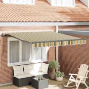 vidaXL Utfällbar markis Grön och gul 300 x 250 cm Duk och Aluminium