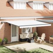 vidaXL Utfällbar markis med LED -remsljus Vit 450 ×350 cm tyg