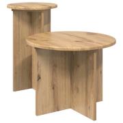 vidaXL Sidobordsset med lagring 2 pcs Artisan-ek Konstruerat trä