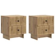 vidaXL Nattduksbord med låda 2 pcs Artisan-ek 43 x 34,5 x 47,5 cm