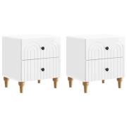 vidaXL Nattduksbord med låda 2 pcs Vit högglans 43 x 34,5 x 48 cm