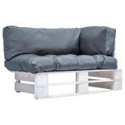 vidaXL Pallsoffa med gråa dynor furu