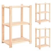vidaXL Förvaringshylla 3 hyllor 3 st 60x38x90 cm massiv furu 150 kg