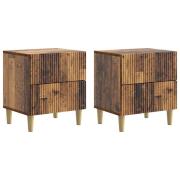 vidaXL Nattduksbord med låda 2 pcs Gammalt trä 43 x 34,5 x 48 cm