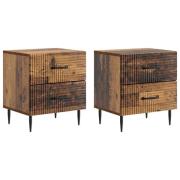 vidaXL Nattduksbord med låda 2 pcs Gammalt trä 43 x 34,5 x 47,5 cm