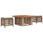vidaXL Trädgårdsmöbelset 3 pcs Beige och gräddfärgad konstrotting