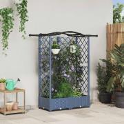 vidaXL Upphöjd Bädd med Spaljé och Tak Grå 124 x 40 x 126 cm PP