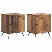 vidaXL Nattduksbord 2 pcs Gammalt trä 43 x 34,5 x 50 cm