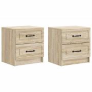 vidaXL Nattduksbord med låda 2 pcs Sonoma-ek 43 x 34,5 x 44,5 cm