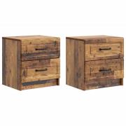vidaXL Nattduksbord med låda 2 pcs Gammalt trä 43 x 34,5 x 44,5 cm