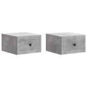 vidaXL Väggmonterat Sängbord 2 pcs Betonggrå 33 x 34,5 x 20 cm