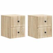 vidaXL Väggmonterat Sängbord 2 pcs Sonoma-ek 33 x 34,5 x 40 cm