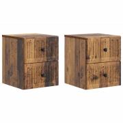 vidaXL Väggmonterat Sängbord 2 pcs Gammalt trä 33 x 34,5 x 40 cm