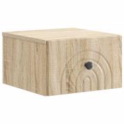 vidaXL Väggmonterat Sängbord med låda Sonoma-ek 33 x 34,5 x 20 cm
