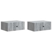 vidaXL Väggmonterat Sängbord 2 pcs Grå sonoma-ek 49 x 34,5 x 20 cm