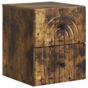 vidaXL Väggmonterat Sängbord Rökt ek 33 x 34,5 x 40 cm Konstruerat trä