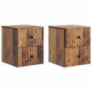 vidaXL Väggmonterat Sängbord 2 pcs Gammalt trä 33 x 34,5 x 40 cm