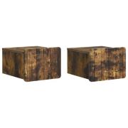 vidaXL Väggmonterat Sängbord med låda 2 pcs Rökt ek 33 x 34,5 x 24 cm