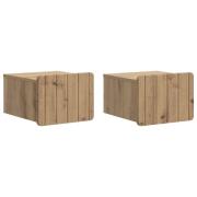 vidaXL Väggmonterat Sängbord 2 pcs Artisan-ek 33 x 34,5 x 24 cm