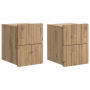 vidaXL Väggmonterat Sängbord 2 pcs Artisan-ek 33 x 34,5 x 43 cm