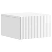 vidaXL Väggmonterat Sängbord med låda Vit högglans 33 x 34,5 x 20 cm