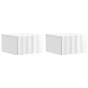vidaXL Väggmonterat Sängbord 2 pcs Vit högglans 33 x 34,5 x 20 cm