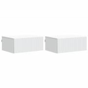 vidaXL Väggmonterat Sängbord med låda 2 pcs Vit 49 x 34,5 x 20 cm