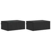 vidaXL Väggmonterat Sängbord med låda 2 pcs Svart 49 x 34,5 x 20 cm
