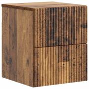 vidaXL Väggmonterat Sängbord med låda Gammalt trä 33 x 34,5 x 40 cm