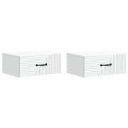 vidaXL Väggmonterat Sängbord med låda 2 pcs Vit 49 x 34,5 x 20 cm