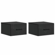 vidaXL Väggmonterat Sängbord med låda 2 pcs Svart 34,5 x 33 x 20 cm