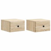 vidaXL Väggmonterat Sängbord 2 pcs Sonoma-ek 34,5 x 33 x 20 cm