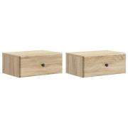vidaXL Väggmonterat Sängbord 2 pcs Sonoma-ek 49 x 34,5 x 20 cm
