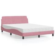 vidaXL Bed with Mattress "Dover" Pink 120x200 cm Velvet