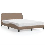 vidaXL Bed with Mattress "Dover" Cappuccino 120x200 cm Faux Leather
