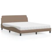 vidaXL Bed with Mattress "Dover" Cappuccino 160x200 cm Faux Leather