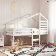 vidaXL Hög säng med tak vit 80x200 cm massiv furu