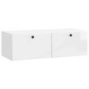 vidaXL Väggmonterad TV-bänk Väggmonterad Vit högglans 98 x 41 x 30 cm