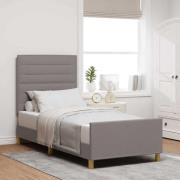vidaXL Sängram med huvudgavel Taupe 100 x 200 cm tyg