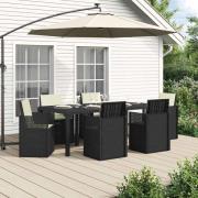 vidaXL Trädgårdsmöbelset med kudde 7 pcs Antracit och gräddvit PP