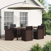 vidaXL Trädgårdsmöbelset med kudde 7 pcs Brun och antracit PP