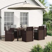 vidaXL Trädgårdsmöbelset med kudde 7 pcs Brun och ljusgrå PP