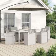 vidaXL Trädgårdsmöbelset med kudde 7 pcs Vit och ljusgrå PP