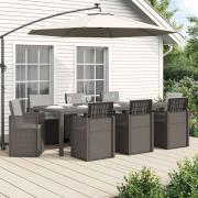 vidaXL Trädgårdsmöbelset med kudde 9 pcs Ljusgrå PP