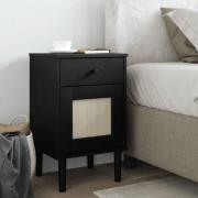 vidaXL Sängbord SENJA rottinglook svart 40x35x65 cm massiv furu