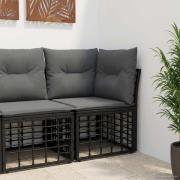 vidaXL Modulär utomhus hörnsofa Svart konstrotting