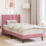 vidaXL Sängram med huvudgavel Rosa 90 x 200 cm Sammet