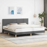 vidaXL Sängram med huvudgavel Mörkgrå 200 x 200 cm Tyg